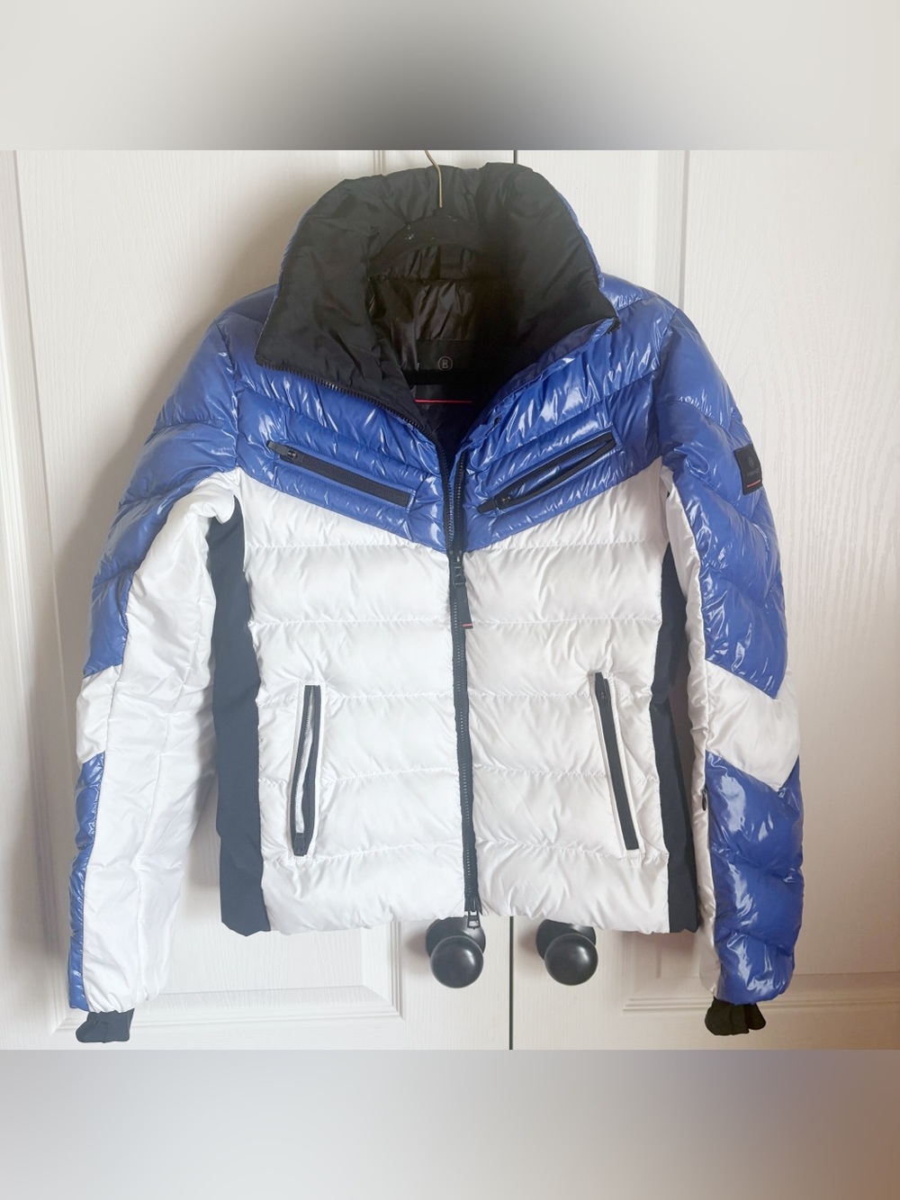 Bogner Fire Ice Blue White Farina Puffer Ski Jacket No Hood Size 8